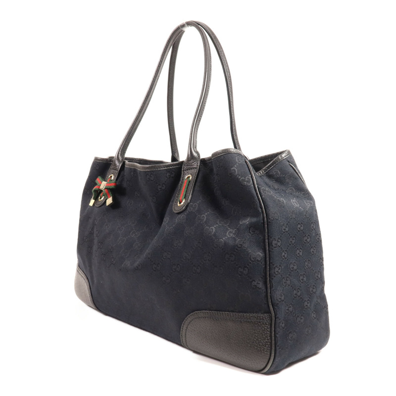 GUCCI 帆布Tote Bag銀扣肩背袋-2