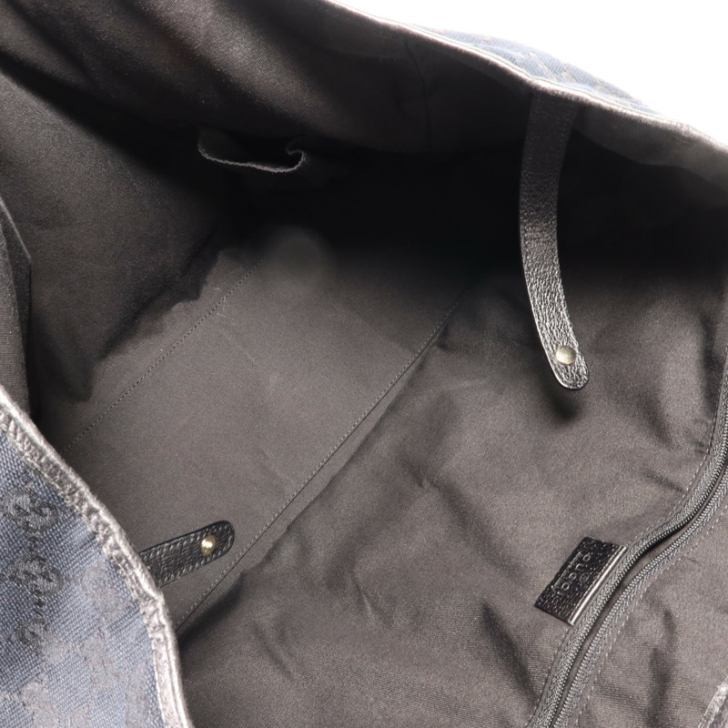 GUCCI 帆布Tote Bag銀扣肩背袋-4