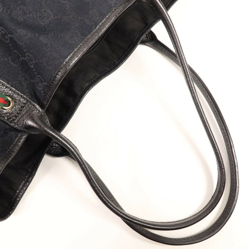 GUCCI 帆布Tote Bag銀扣肩背袋-7