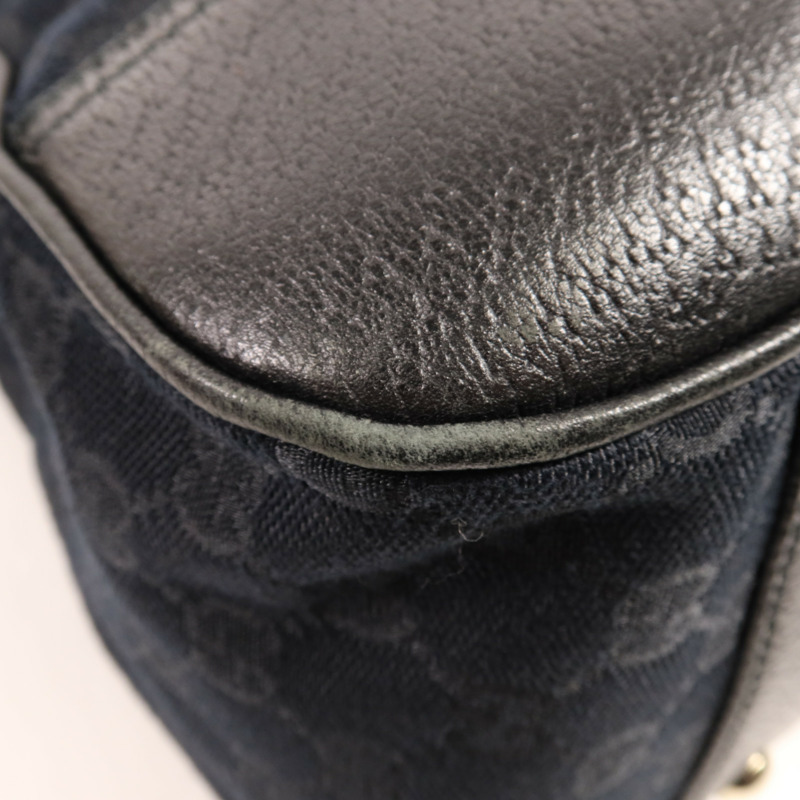 GUCCI 帆布Tote Bag銀扣肩背袋-10