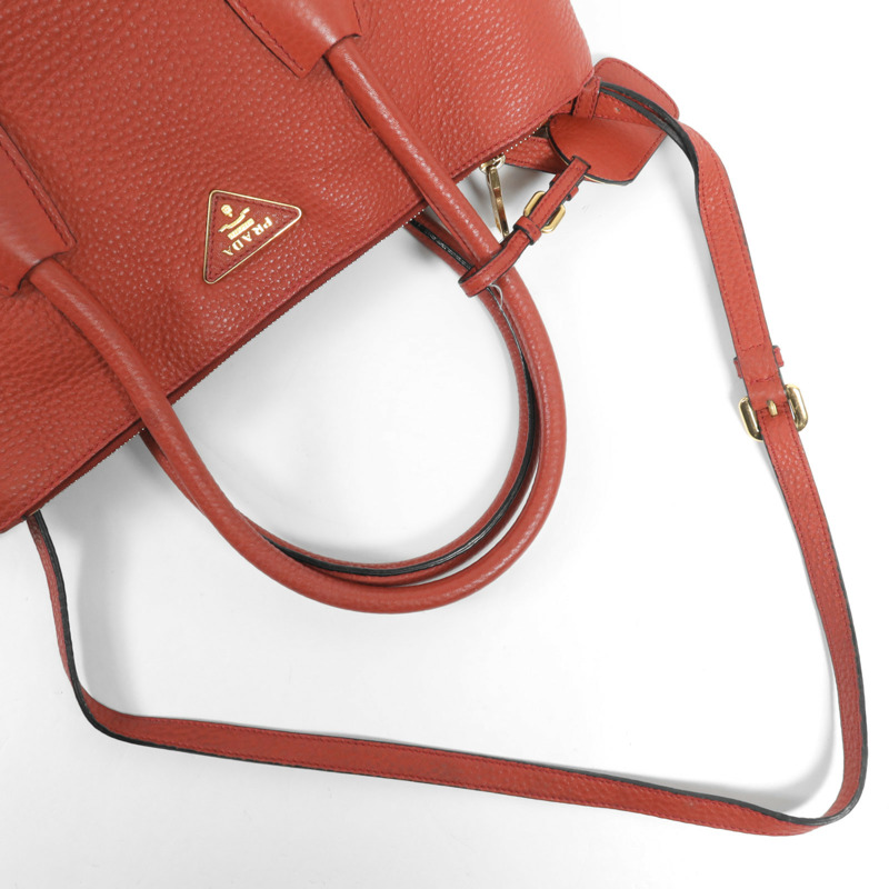 PRADA 牛皮皮革Shoulder Bag金扣手挽肩背兩用袋-7