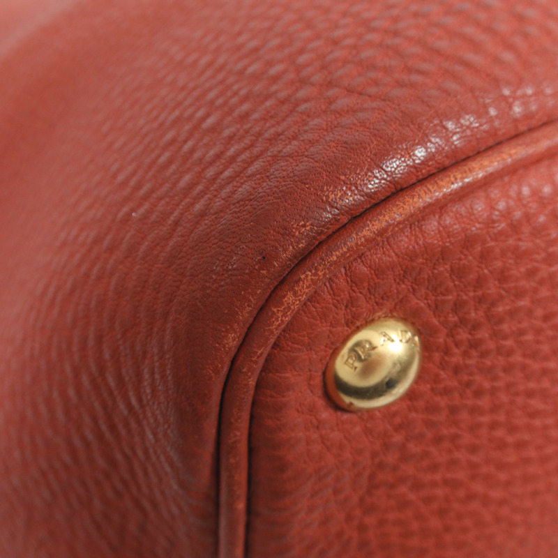 PRADA 牛皮皮革Shoulder Bag金扣手挽肩背兩用袋-9