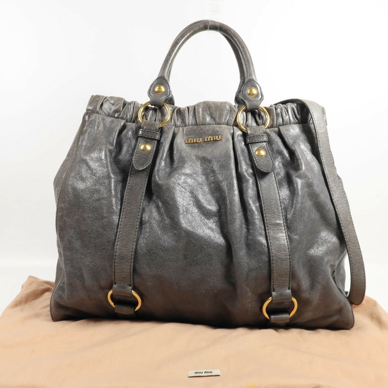 Miu Miu 牛皮皮革Shoulder Bag金扣手挽肩背兩用袋-8