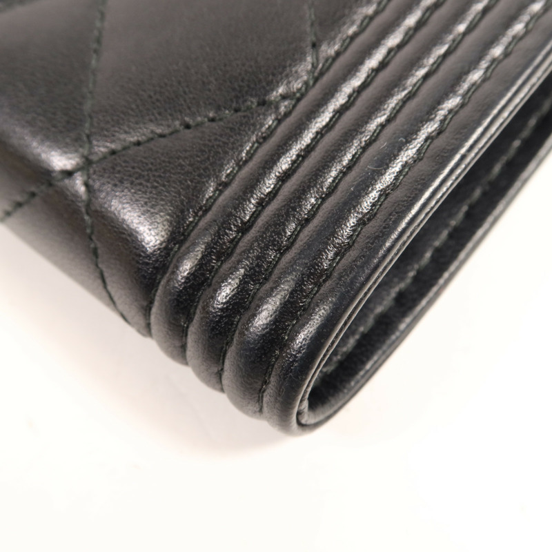 CHANEL 羊皮皮革Boy Wallet錢包-12