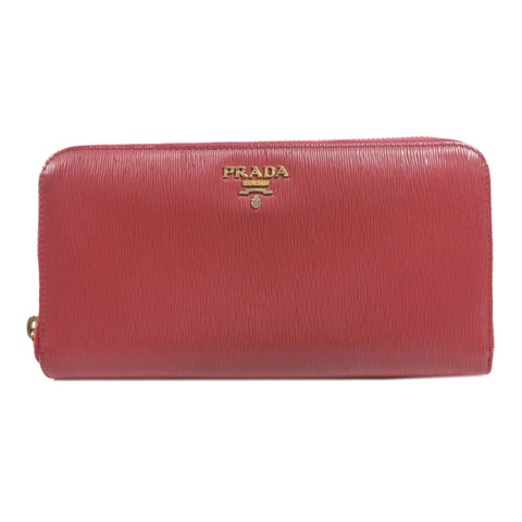 PRADA 牛皮皮革Zipper Long Wallet金扣長錢包