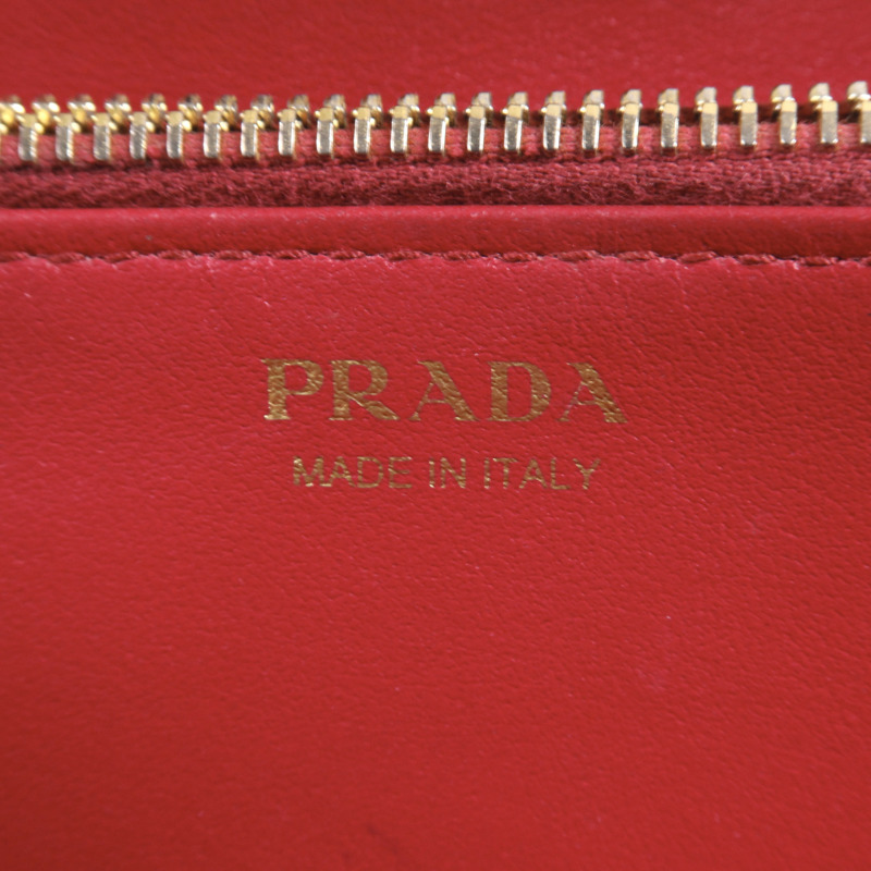 PRADA 牛皮皮革Zipper Long Wallet金扣長錢包-5