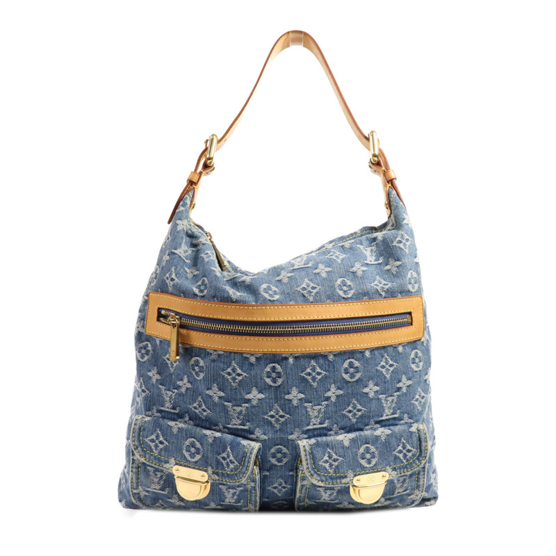 LOUIS VUITTON Monogram Denim Baggy GM金扣肩背袋-0