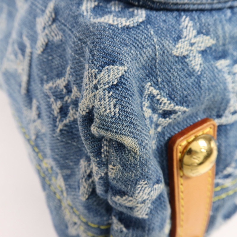 LOUIS VUITTON Monogram Denim Baggy GM金扣肩背袋-9
