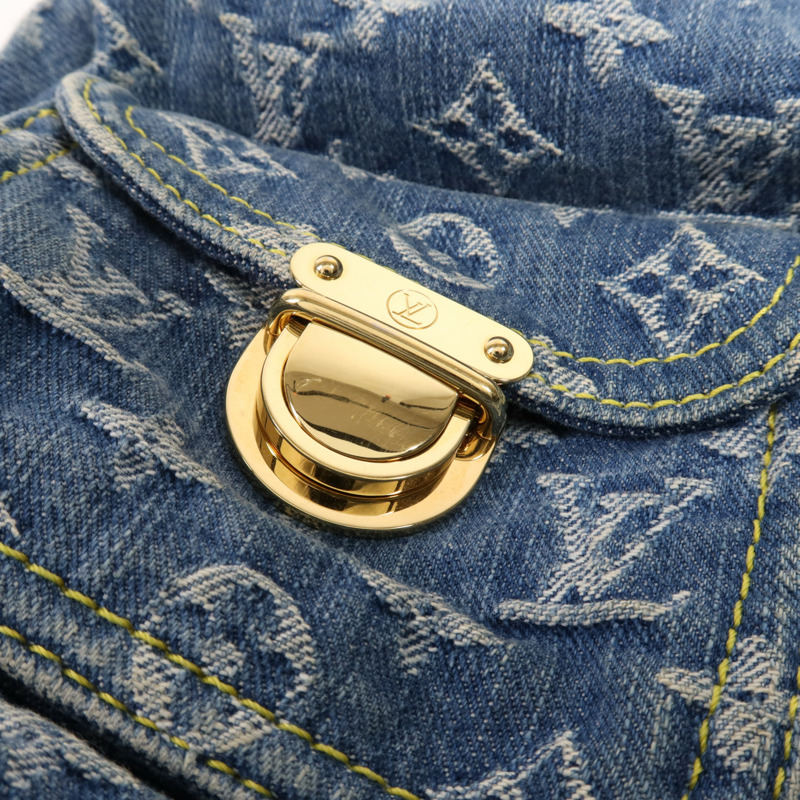 LOUIS VUITTON Monogram Denim Baggy GM金扣肩背袋-14