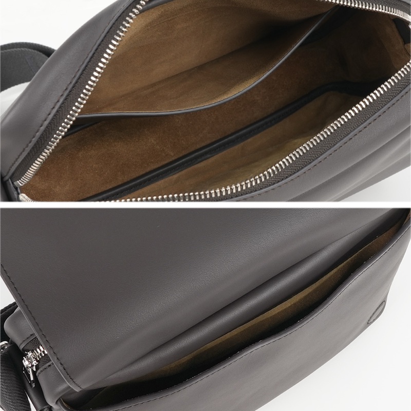 Pebble 光滑小牛皮中型翻蓋郵差包(深灰色)-6