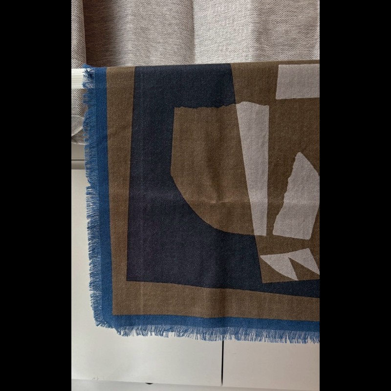 Hermes 深藍/咖色幾何馬圖形方圍巾 Velky lov-5