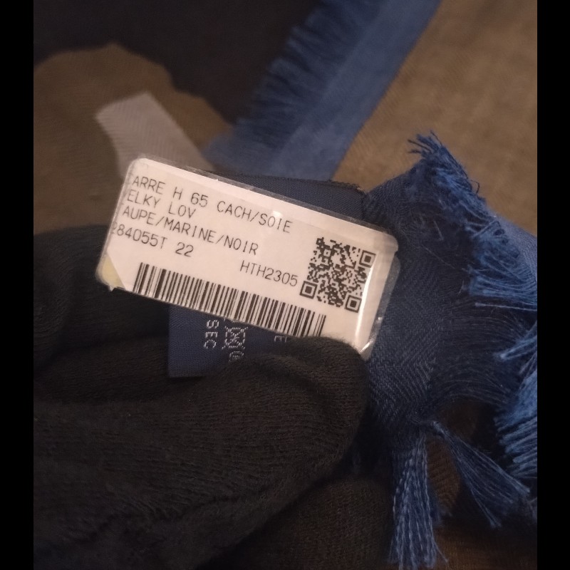 Hermes 深藍/咖色幾何馬圖形方圍巾 Velky lov-7