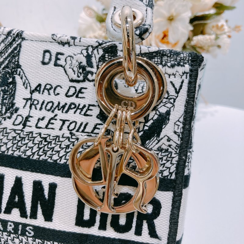 TW4538 Christian Dior 迪奧迷你黛妃 巴黎地圖刺繡 黑白限量版 Mini Lady D-Lite Bag White & Black Plan De Paris Embroidery-9