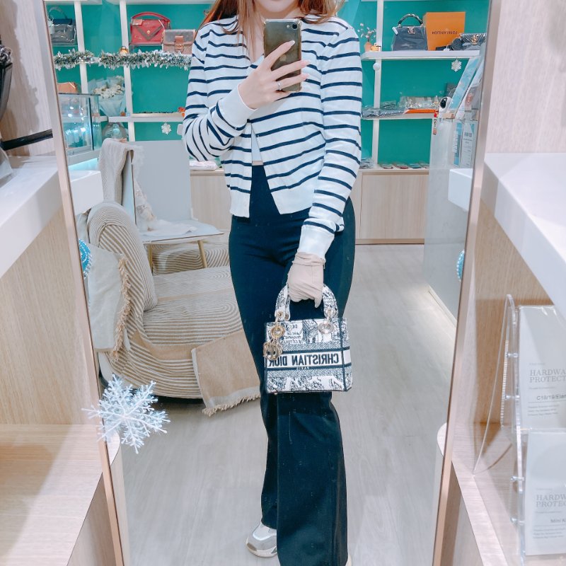 TW4538 Christian Dior 迪奧迷你黛妃 巴黎地圖刺繡 黑白限量版 Mini Lady D-Lite Bag White & Black Plan De Paris Embroidery-20