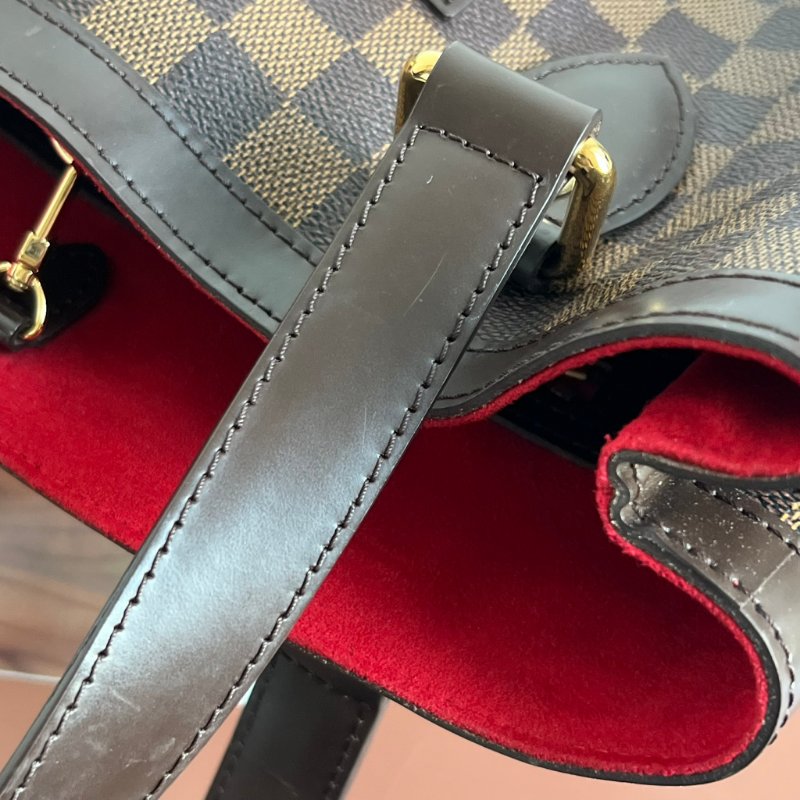 ::LOUIS VUITTON:: LV Damier Ebene Hampstead PM 經典格紋托特包 手提包 肩背包-9