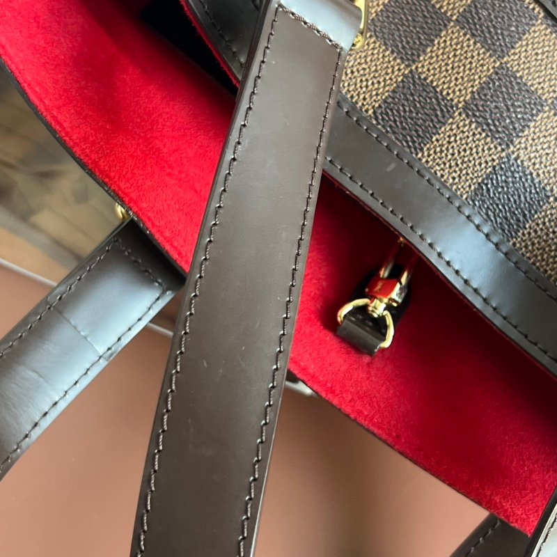 ::LOUIS VUITTON:: LV Damier Ebene Hampstead PM 經典格紋托特包 手提包 肩背包-10