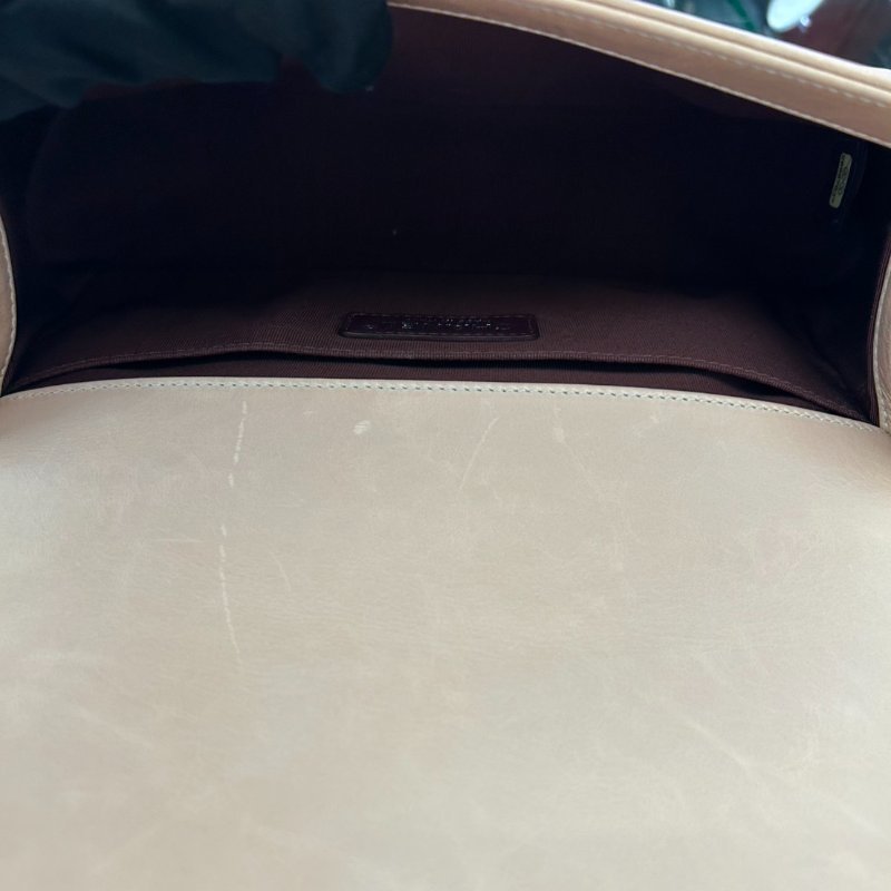 CHANEL粉羊皮銀釦鍊帶邊BOY 25cm-7