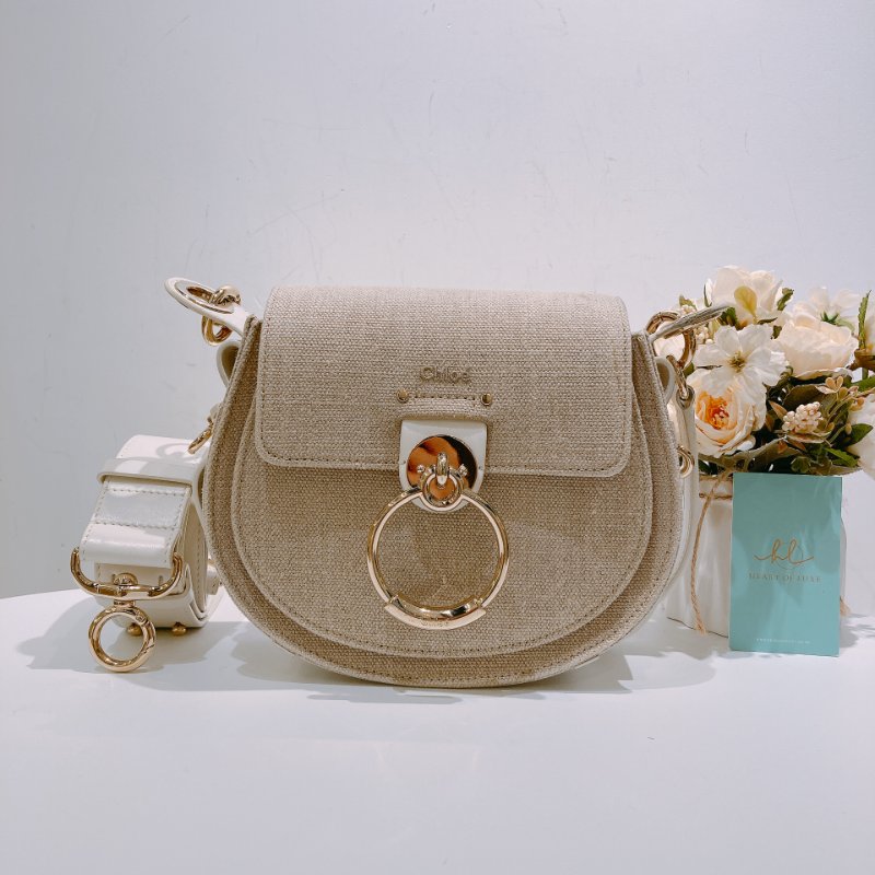 TW4542 Chloe 寇兒 經典馬鞍包 小號 Small Tess Bag Beige Cnavas/Leather-0