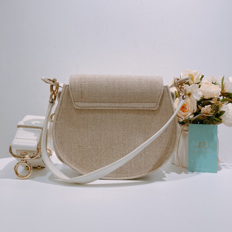 TW4542 Chloe 寇兒 經典馬鞍包 小號 Small Tess Bag Beige Cnavas/Leather-1