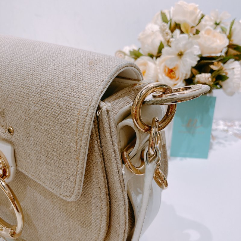 TW4542 Chloe 寇兒 經典馬鞍包 小號 Small Tess Bag Beige Cnavas/Leather-9