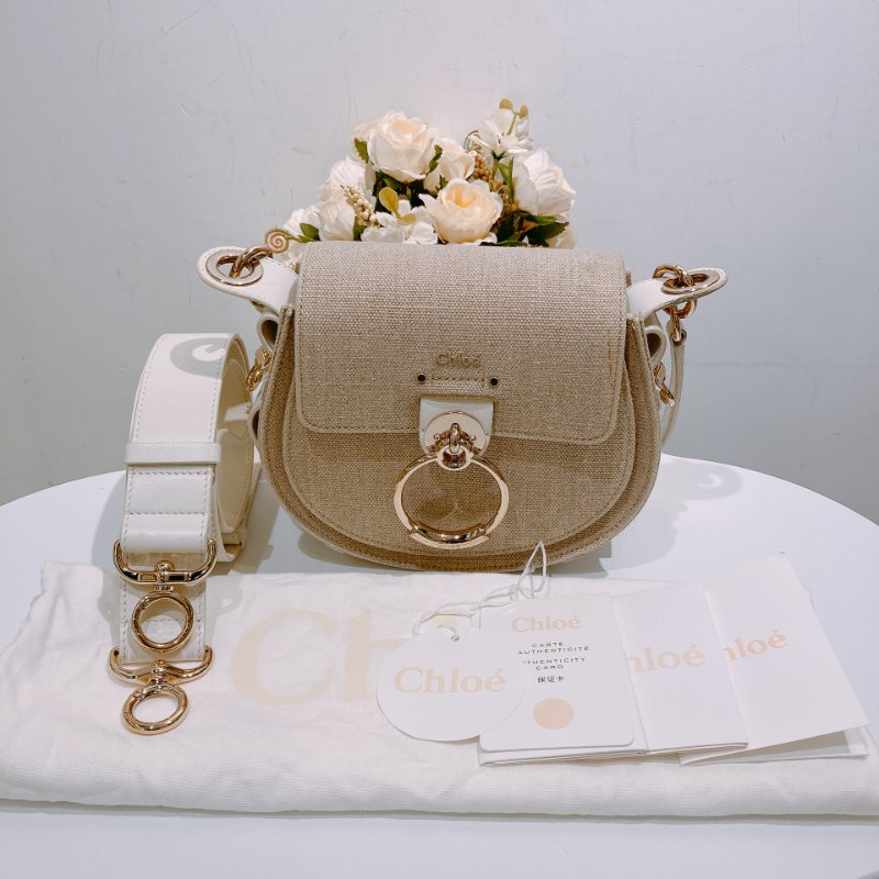 TW4542 Chloe 寇兒 經典馬鞍包 小號 Small Tess Bag Beige Cnavas/Leather-20