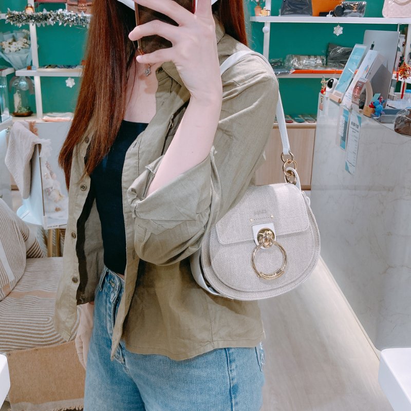 TW4542 Chloe 寇兒 經典馬鞍包 小號 Small Tess Bag Beige Cnavas/Leather-21