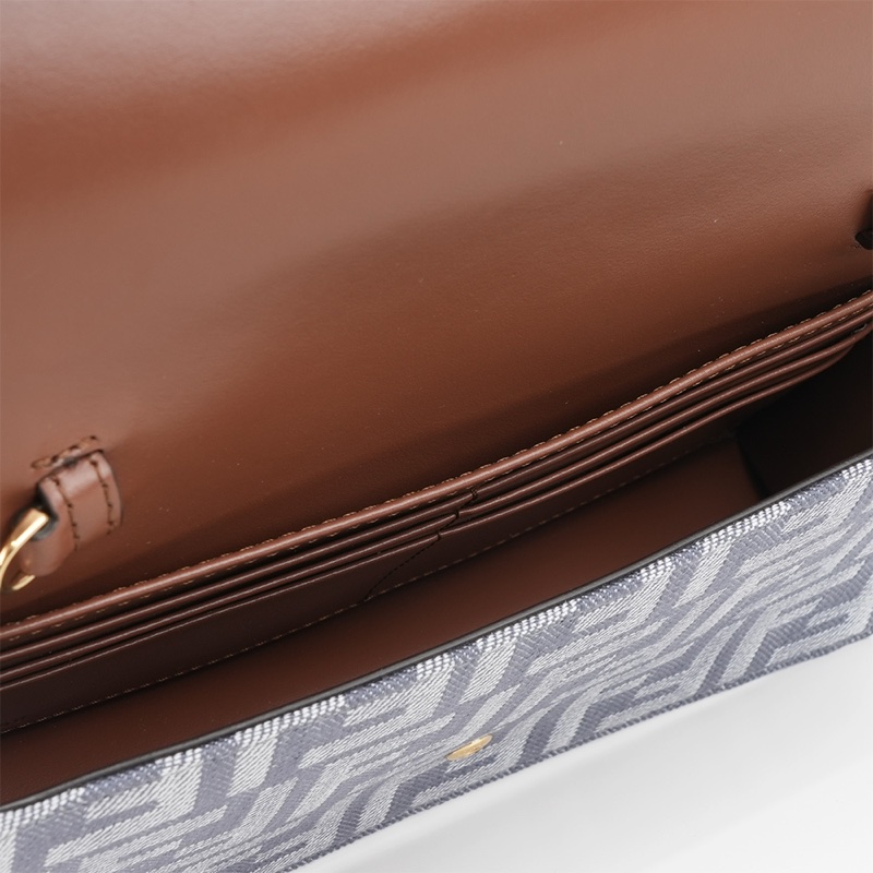 Baguette FF Logo 牛仔緹花二用皮夾式鍊包/WOC(藍色)-6