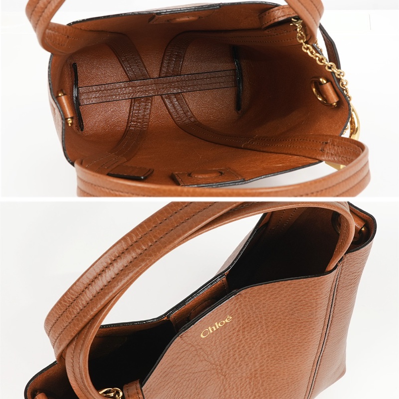 Spin 吊墜設計牛皮手提/斜背小款二用托特包(黏土棕)-4