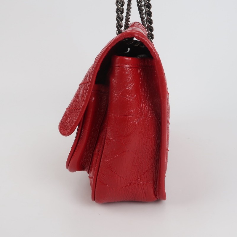 Saint Laurent Niki小號油蠟皮紅色V紋縫 YSL標誌-2