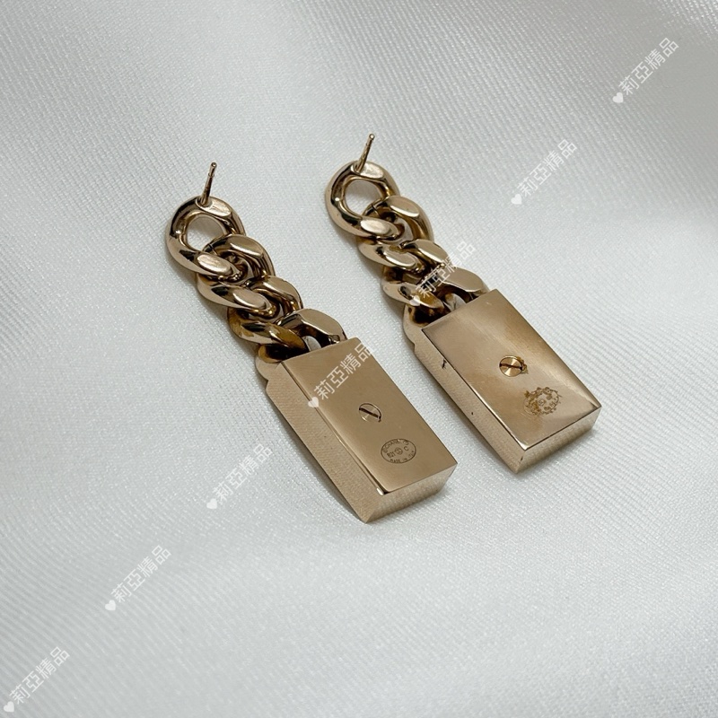 莉亞精品♡Chanel 長方水鑽吊墜耳針 二手-3