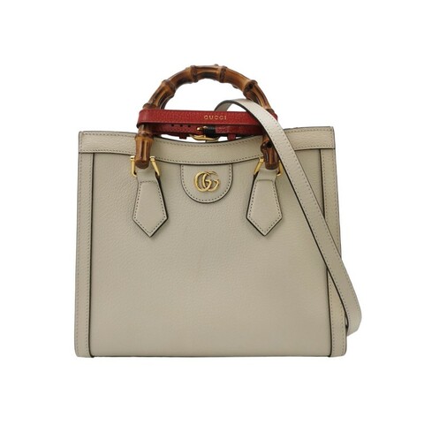 Gucci Diana系列中號牛皮雙G標識竹節手柄