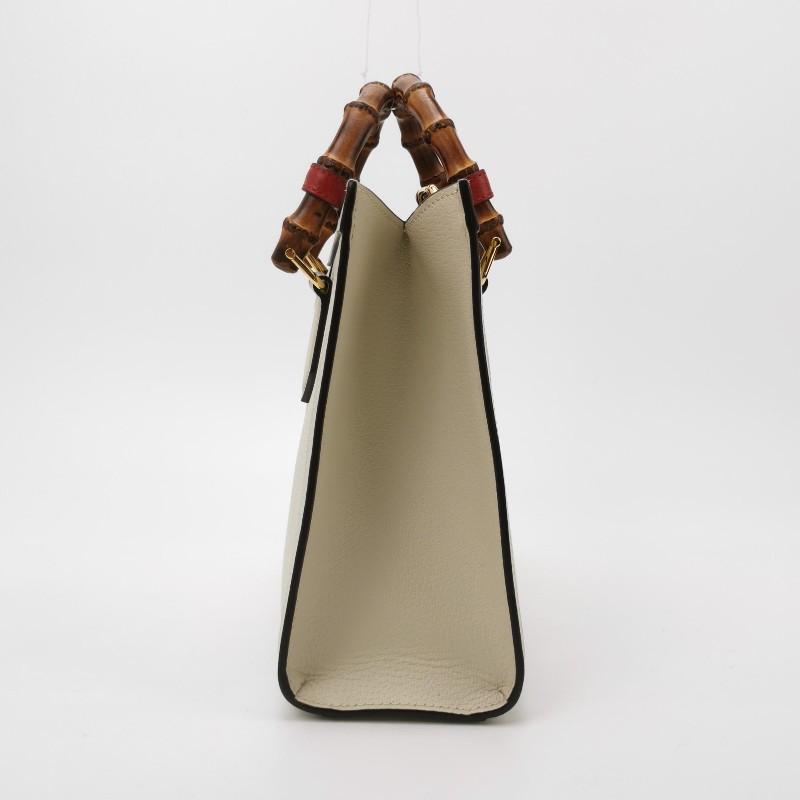 Gucci Diana系列中號牛皮雙G標識竹節手柄-2