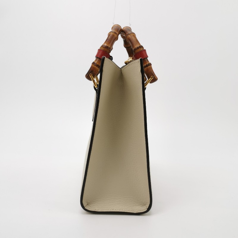 Gucci Diana系列中號牛皮雙G標識竹節手柄-3