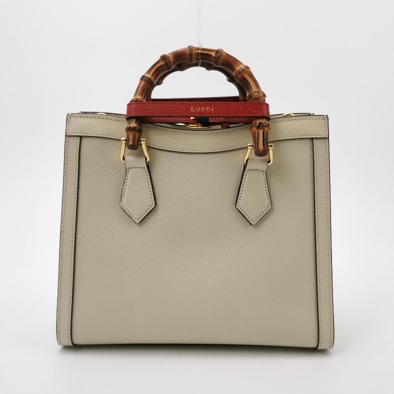 Gucci Diana系列中號牛皮雙G標識竹節手柄-4