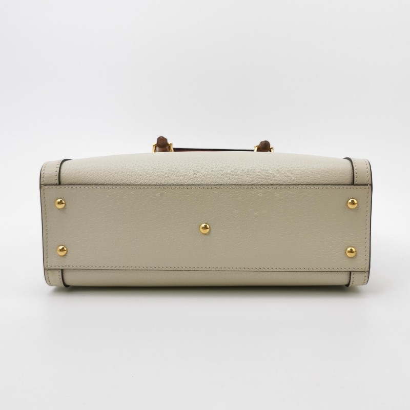 Gucci Diana系列中號牛皮雙G標識竹節手柄-5