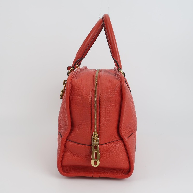 Loewe Amazona大號牛皮紅色logo壓紋加固邊角手提包-2