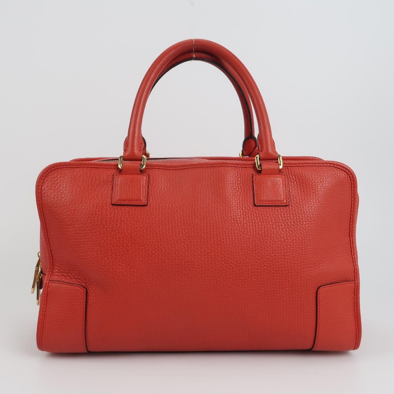 Loewe Amazona大號牛皮紅色logo壓紋加固邊角手提包-4