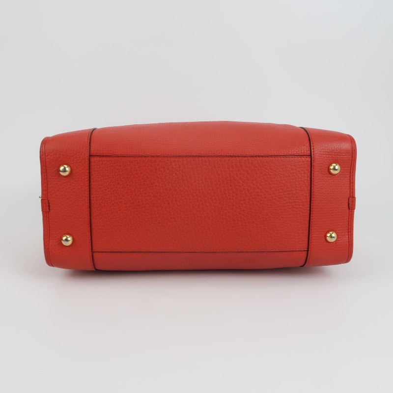 Loewe Amazona大號牛皮紅色logo壓紋加固邊角手提包-5