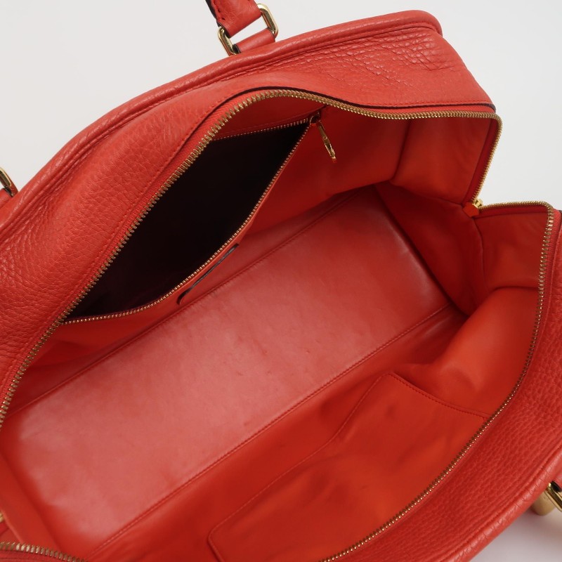 Loewe Amazona大號牛皮紅色logo壓紋加固邊角手提包-6