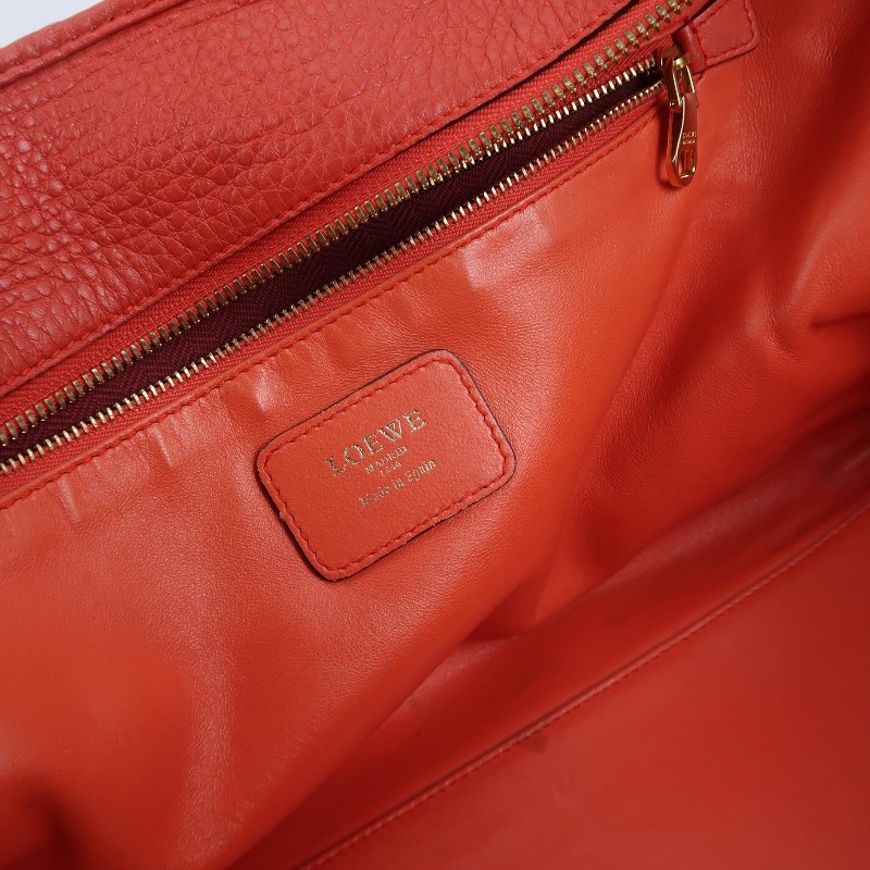 Loewe Amazona大號牛皮紅色logo壓紋加固邊角手提包-8