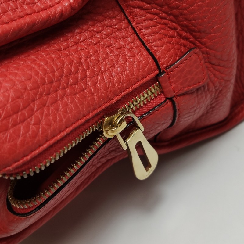 Loewe Amazona大號牛皮紅色logo壓紋加固邊角手提包-10