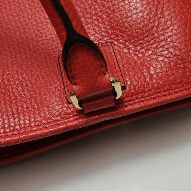 Loewe Amazona大號牛皮紅色logo壓紋加固邊角手提包-11