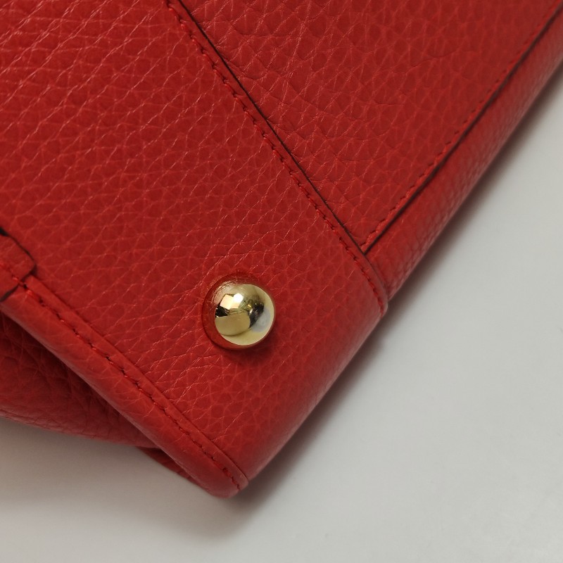 Loewe Amazona大號牛皮紅色logo壓紋加固邊角手提包-12