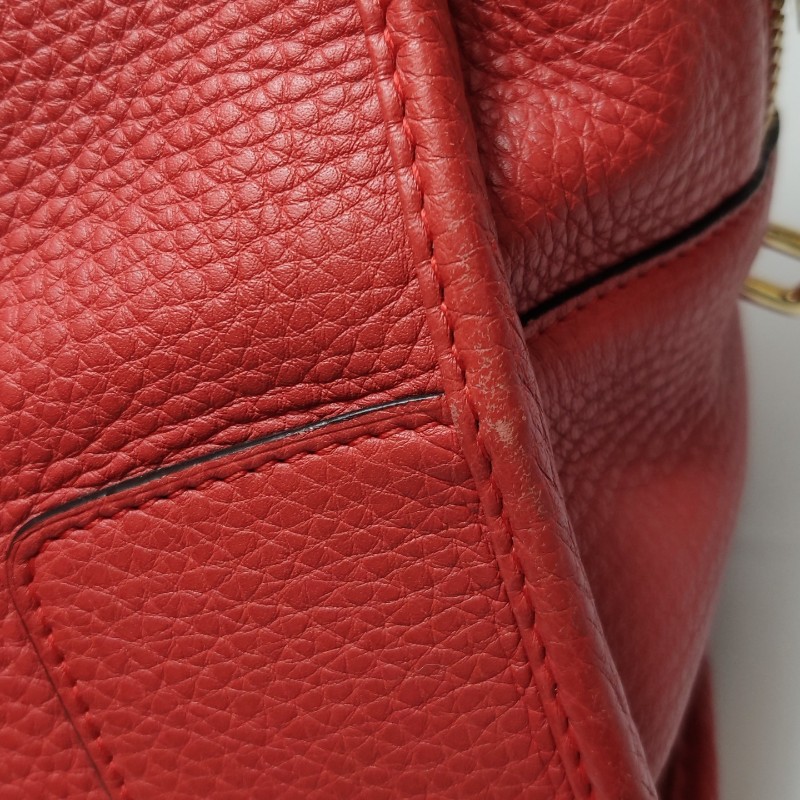 Loewe Amazona大號牛皮紅色logo壓紋加固邊角手提包-16