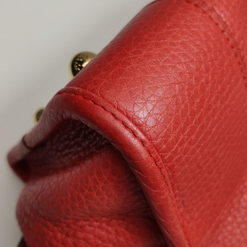 Loewe Amazona大號牛皮紅色logo壓紋加固邊角手提包-17