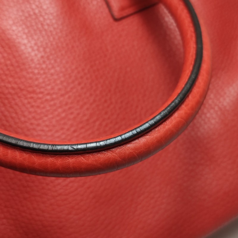 Loewe Amazona大號牛皮紅色logo壓紋加固邊角手提包-19