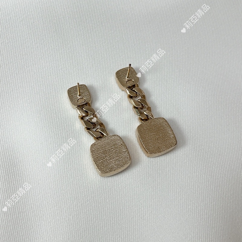 莉亞精品♡Chanel 奶茶吊墜耳針 二手-3