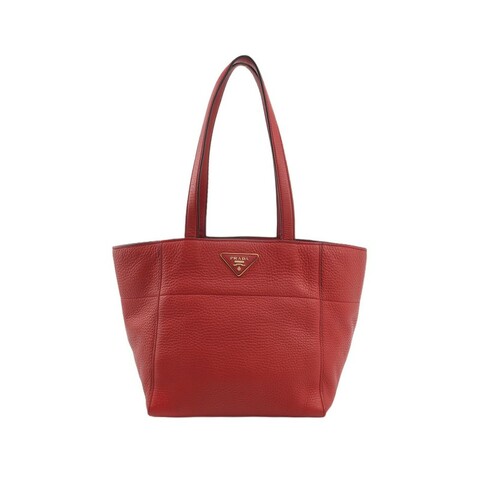 Prada 牛皮紅色三角徽標