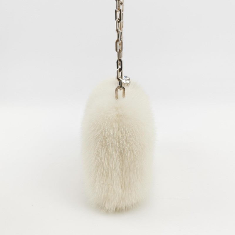 Prada 毛絨白色水鑽裝飾鏈條-2