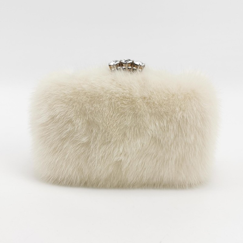 Prada 毛絨白色水鑽裝飾鏈條-4